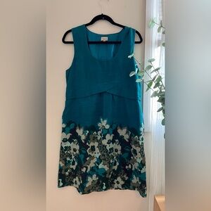 Nomads Teal 100% Cotton Fabric Lined Floral Dress with Pockets!